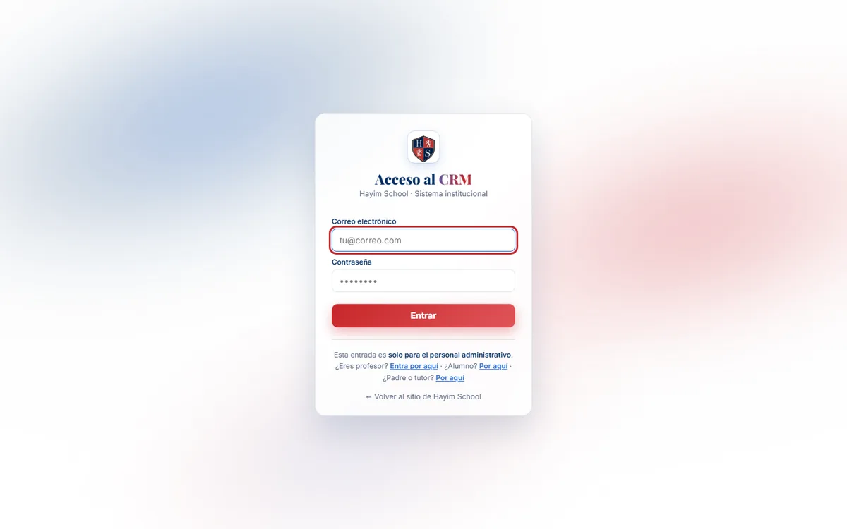 CRM de Hayim School: CRM y portales